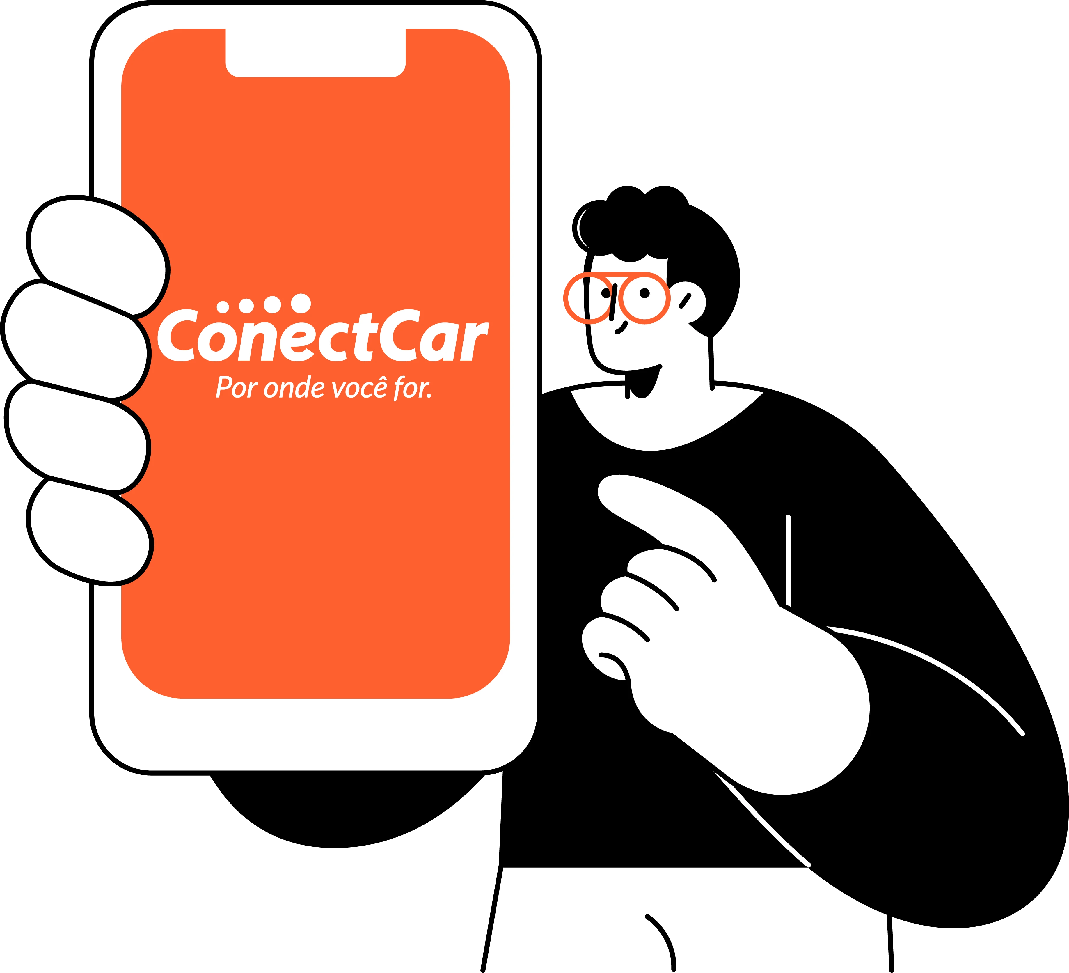 Pessoa segurando um celular com o app da ConectCar